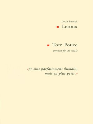 cover image of Tom Pouce version fin de siècle